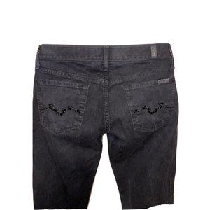 7 For All Mankind Roxanne Jeans Slim Skinny Black Crystal Rhinestone Pockets 26